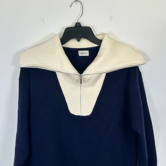 Maeve Flat White Varsity Sweater Twofer Mini Dress, Sz MP - Picture 2 of 9